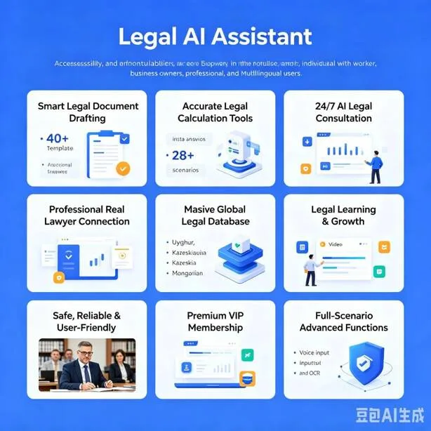 Legal AI Assistant web platform — document generation, multilingual translation and legal database